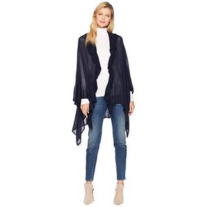 LAUREN Ralph Lauren Ruffle Ruana Navy One Size
